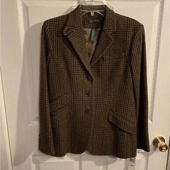 Lauren Ralph Lauren Women’s Plaid Virgin Wool Classic Blazer A Size 16H - Picture 1 of 9